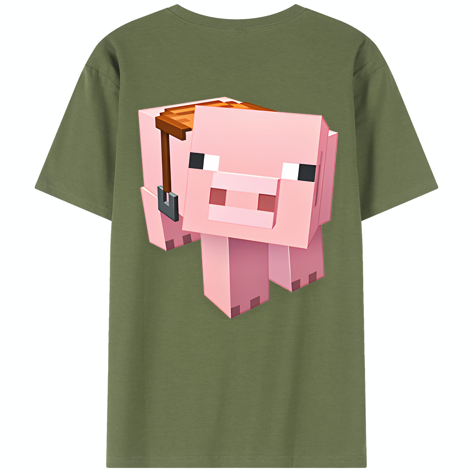 （画像用） マインクラフト ブロックの世界 Minecraft MC Block world 綿100％半袖Tシャツ（背面プリント）